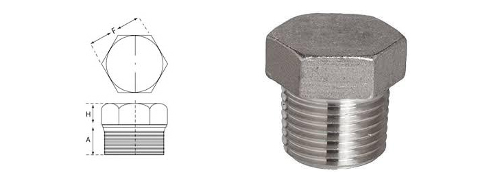 Forged Threaded Hex Plug Dimensions Diagram